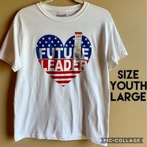 NWT “Future Leader” Kids T-Shirt White Imagin8 Size YL Youth Large